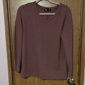 Chic V-Neck Long Sleeve Top - Brown